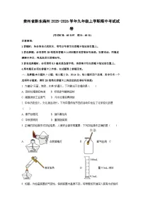 贵州省黔东南州2025-2026学年九年级上学期期中考试化学试卷（学生版）