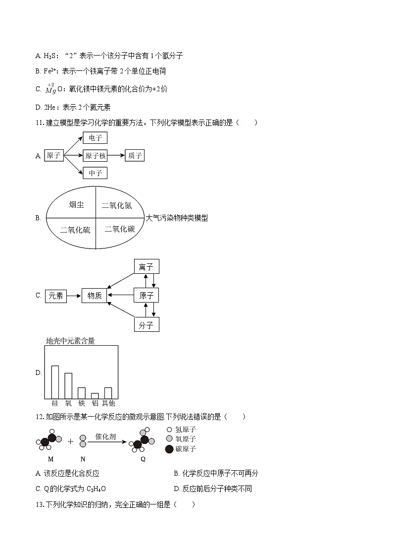 2025-2026学年重庆市沙坪坝区凤鸣山中学教共体九年级(上)期中化学试卷-自定义类型第3页