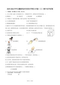2025-2026学年安徽省池州市部分学校九年级(上)期中化学试卷(含答案)