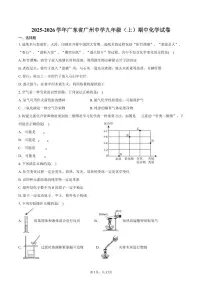 2025-2026学年广东省广州中学九年级（上）期中化学试卷（含答案）