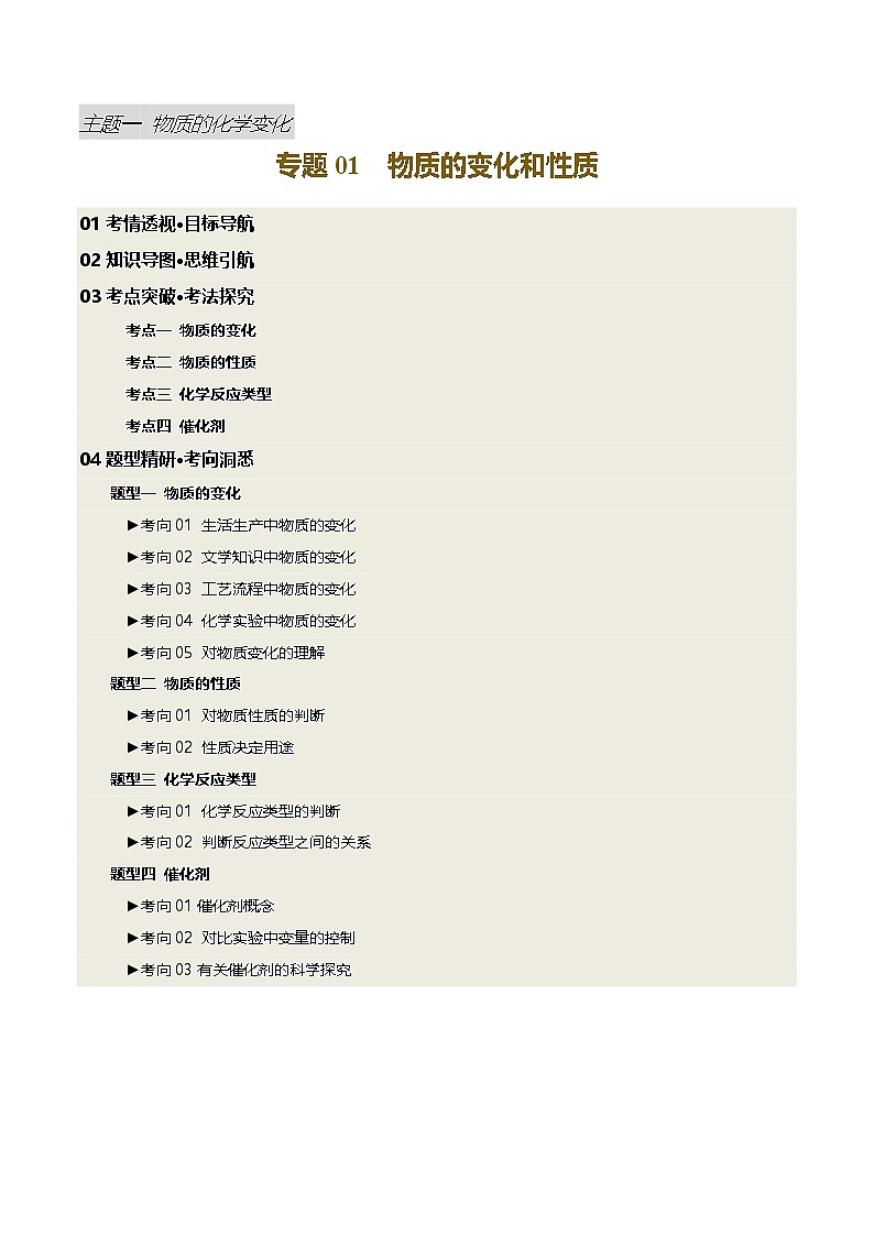 专题01 物质的变化和性质(讲义)(解析版)第1页