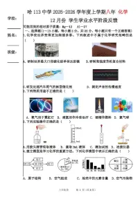 黑龙江省哈尔滨市第一一三中学校2025-2026学年八年级上学期12月月考化学试卷（月考）