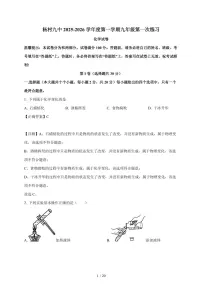 天津市武清区杨村第五中学2025~2026学年九年级上学期第一次月考化学试卷（含解析）