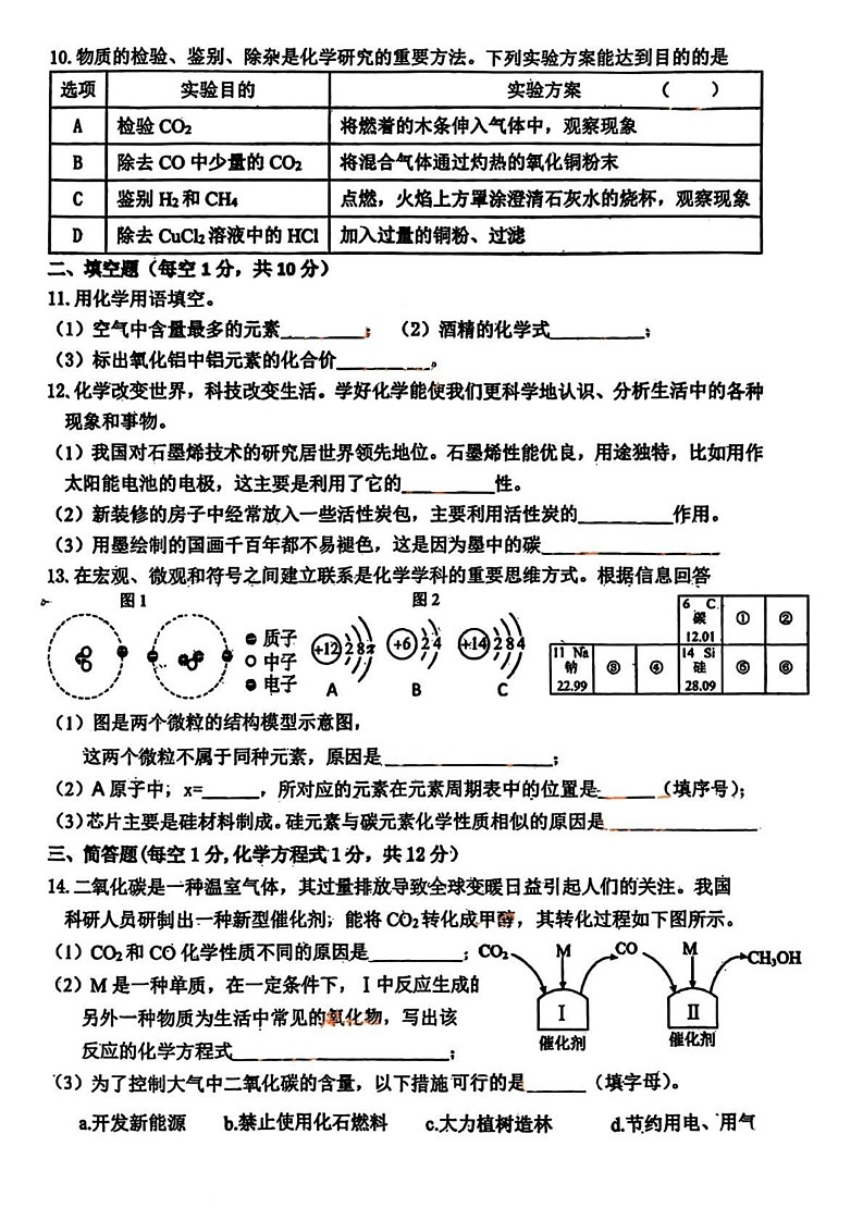 吉林省吉林市第七中学校大学区2024-2025学年九年级上学期期末质量检测化学试题第2页