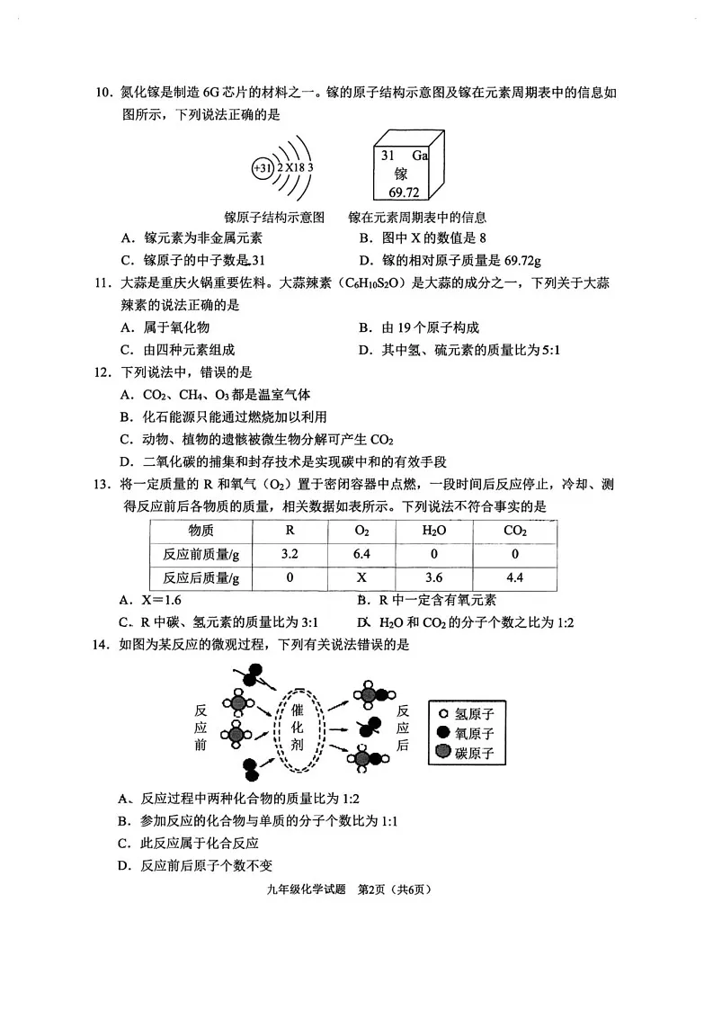 重庆市渝中区2024-2025学年九年级上学期1月期末考试化学试题第2页