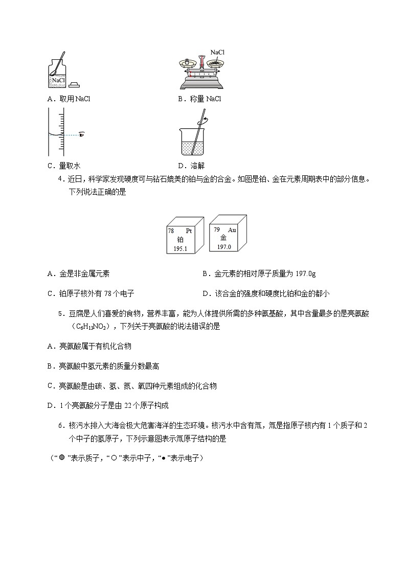 2024年中考化学(安徽)第二次模拟考试(含答案)第2页