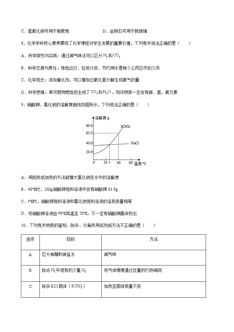 2024年中考化学(新疆)第三次模拟考试(含答案)第3页