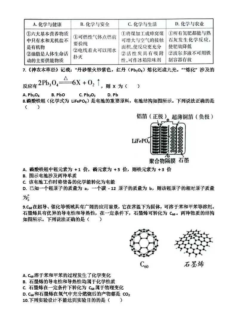 2025年福建省厦门市中考模拟考试化学练习试卷-A4第2页