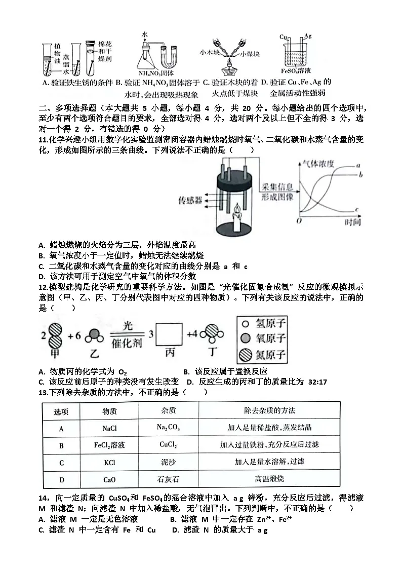 2025年福建省厦门市中考模拟考试化学练习试卷-A4第3页