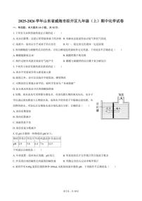 2025-2026学年山东省威海市经开区九年级（上）期中化学试卷（有答案）