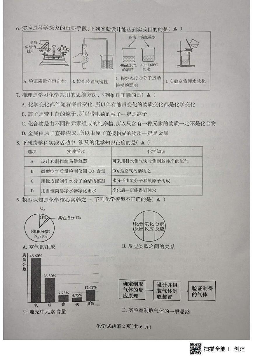 四川省凉山州2025-2026学年九年级上学期中考适应性考试化学试卷第2页
