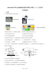 2025-2026学年山东省济南市部分学校九年级（上）月考化学试卷（1月份）（含答案）