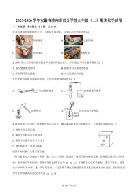 2025-2026学年安徽省淮南市部分学校九年级（上）期末化学试卷（含答案）