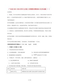 广东省2026届九年级上学期期末模拟练习（一）化学试卷（附答案）