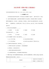 上海市普陀区2025_2026学年九年级上学期12月月考化学试卷（附答案）