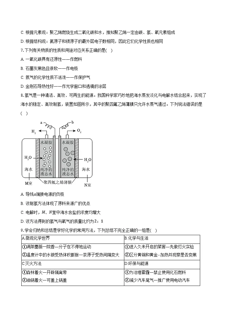 2025-2026学年黑龙江省齐齐哈尔市铁锋区九年级(上)期末化学试卷(含答案)第2页