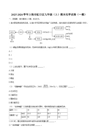 2025-2026学年上海市虹口区九年级（上）期末化学试卷（一模）-自定义类型