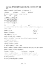 2025-2026学年四川省绵阳市安州区九年级（上）期末化学试卷（含答案）