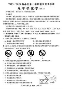 2026年济南市槐荫区初三化学上学期期末考试试卷(无答案)