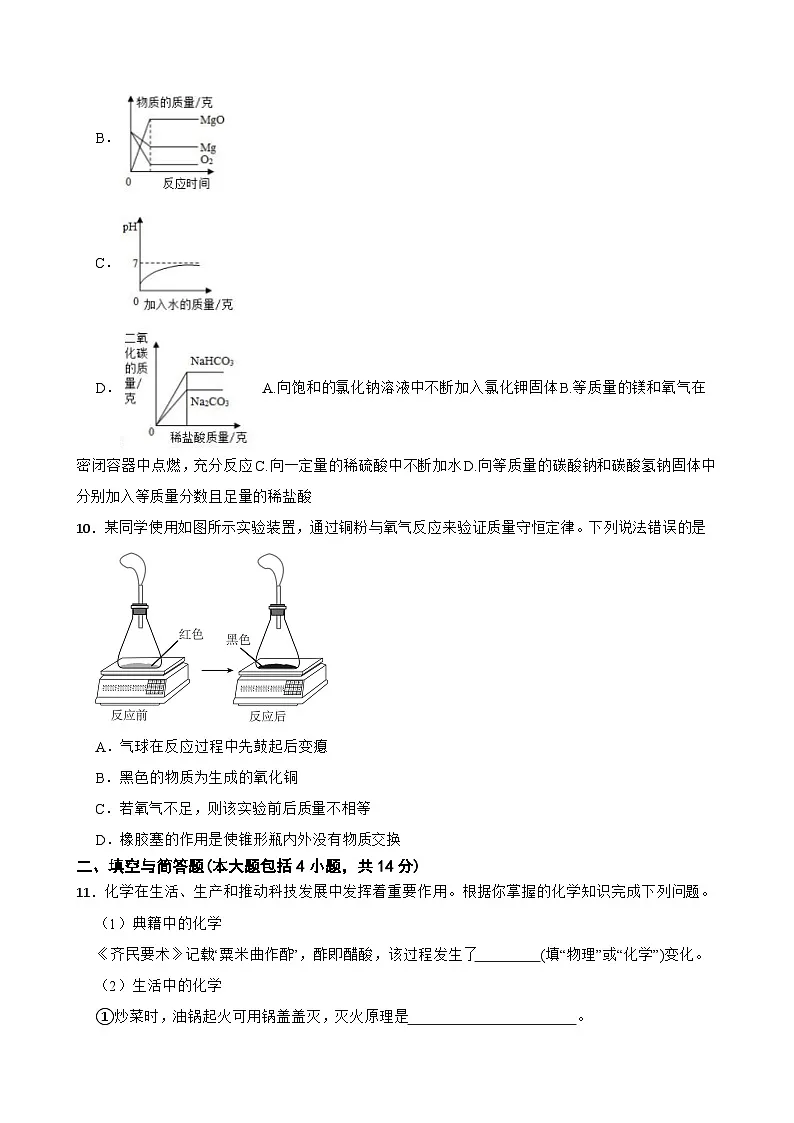 2025-2026学年下学期甘肃省定西市临洮县九年级化学一模练习试卷第3页