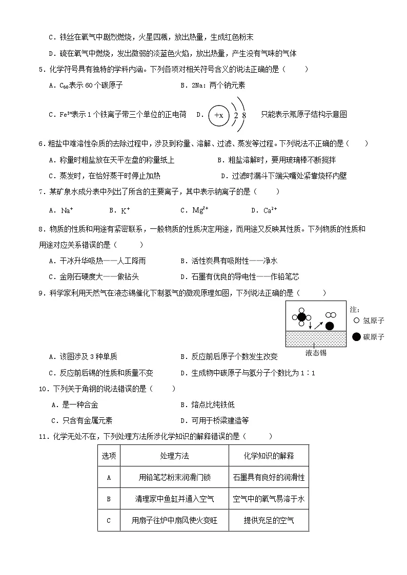 2025年广东省初中学业水平考试化学冲刺练习卷(4)-A4第2页