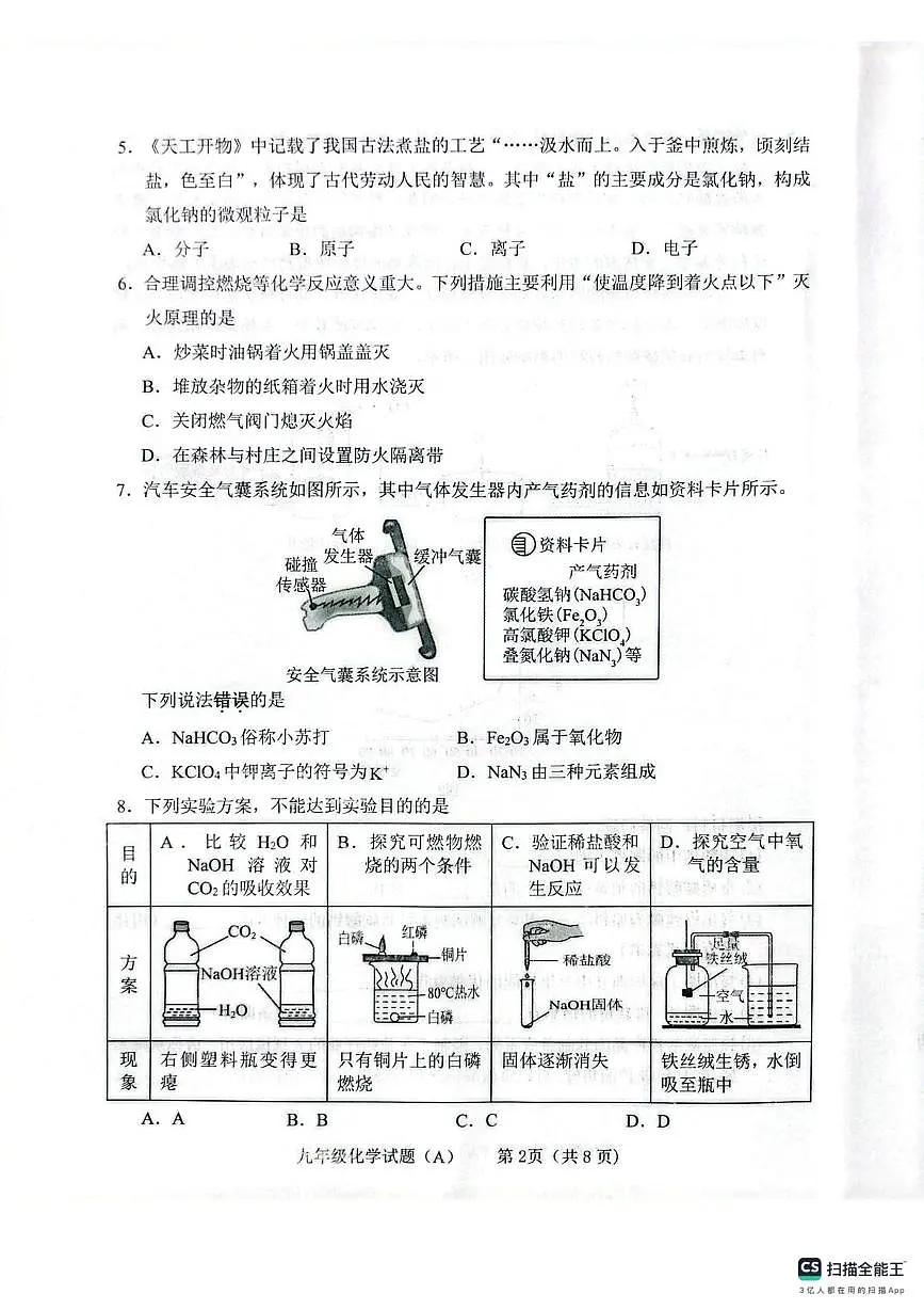 山东省临沂市临沭县2025-2026学年九年级上学期1月期末考试化学试题(A)第2页