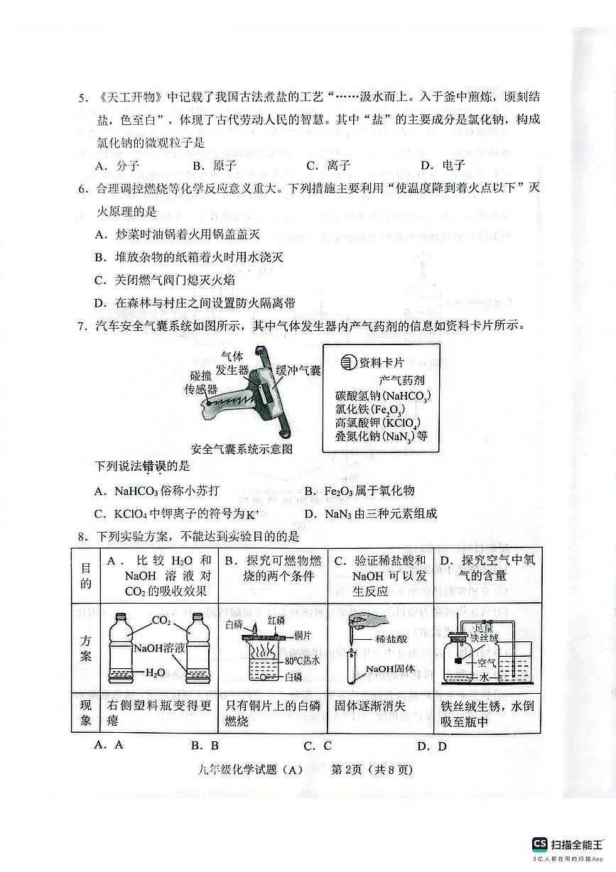 山东省临沂市临沭县2025-2026学年九年级上学期1月期末考试化学试题(A)第2页