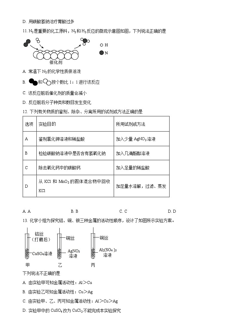 广东省广州市增城区东江外语实验学校九年级下学期第一次月考化学试题(原卷版)-A4第3页