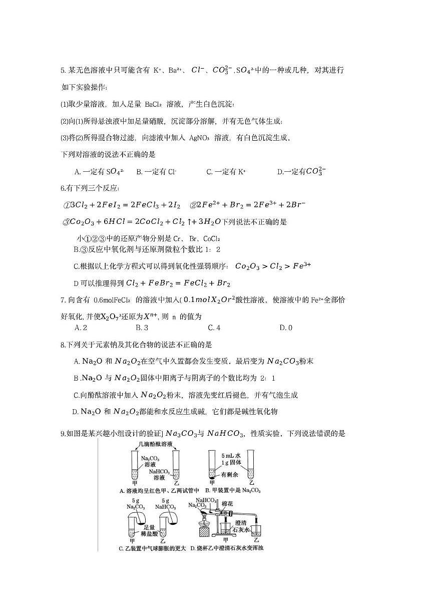 四川省成都市实验外国语学校2025-2026学年九年级上期期末考试化学试卷第2页