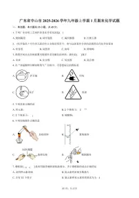 广东省中山市2025-2026学年九年级上学期1月期末化学试卷（含答案）