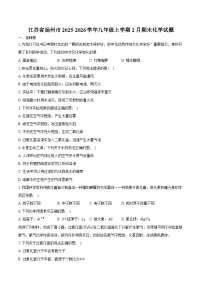 江苏省扬州市2025-2026学年九年级上学期2月期末化学试卷（含答案）