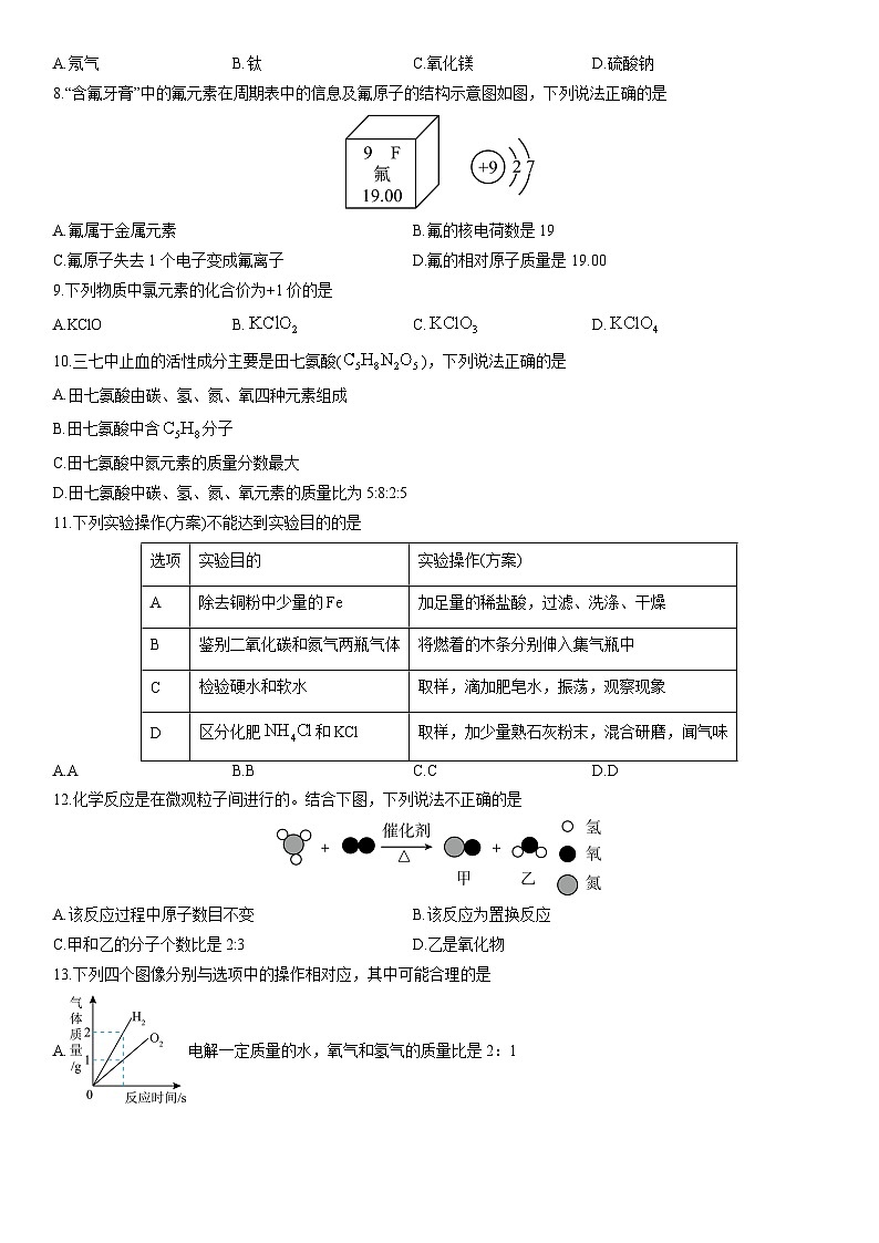 2025-2026学年河南省开封市通许县九年级上学期期末考试化学试卷(学生版)第2页