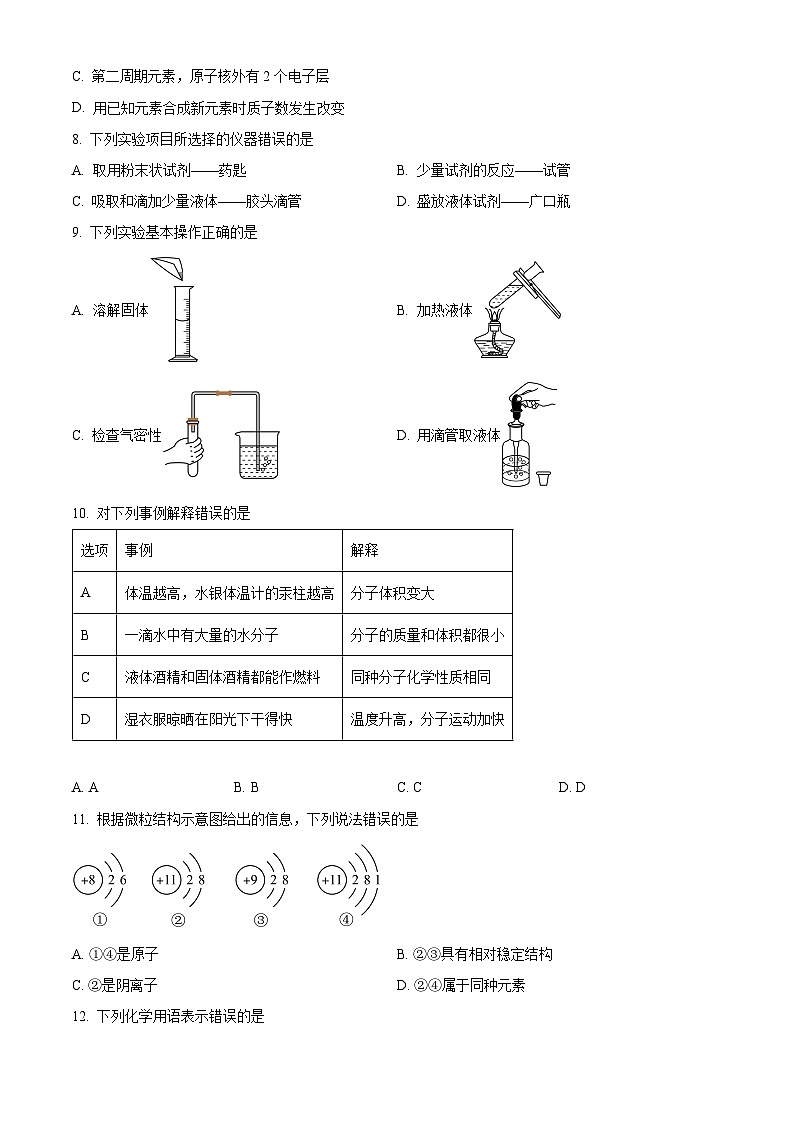 山东德州市夏津县2025-2026学年八年级上学期1月期末化学试题(试卷+解析)第2页