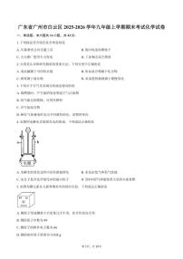 2025-2026学年广东省广州市白云区九年级上学期期末考试化学试卷（含答案）