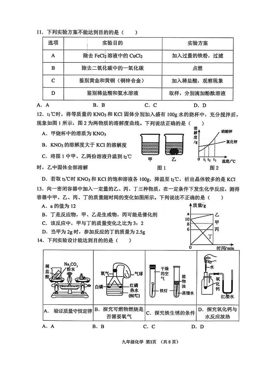 2025-2026学年山东省临沂市沂水县九年级上学期末考试化学_(含答案_)试卷第3页