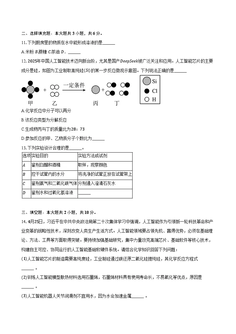 2025-2026学年江西省吉安市遂川县九年级(上)期末化学试卷(含答案)第3页