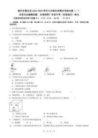2025-2026学年广东省惠州市惠东县九年级上化学期末考前自测试卷（一）（含答案）