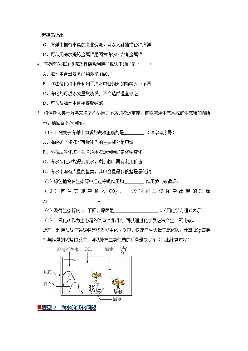 第八单元 第一节 海洋化学资源 2025-2026学年鲁教版2024初中化学九年级下册同步复习讲义(原卷版)第3页