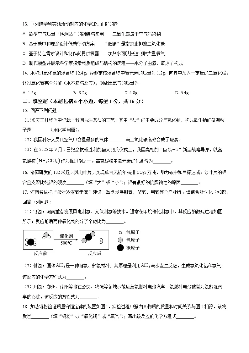 河南省洛阳市伊川县2025-2026学年九年级上学期期末质量调研检测化学试卷(试卷+解析)第3页