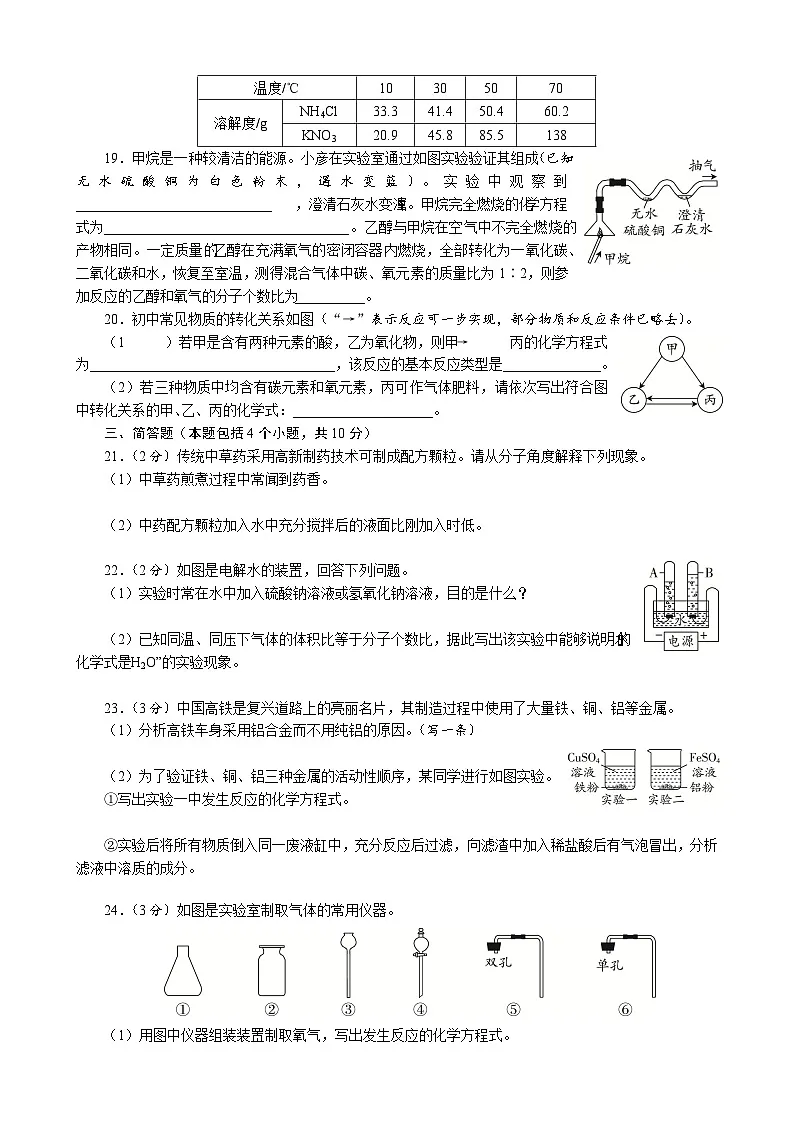 2026年河南省初中学业水平考试化学模拟试卷(四)含答案第3页