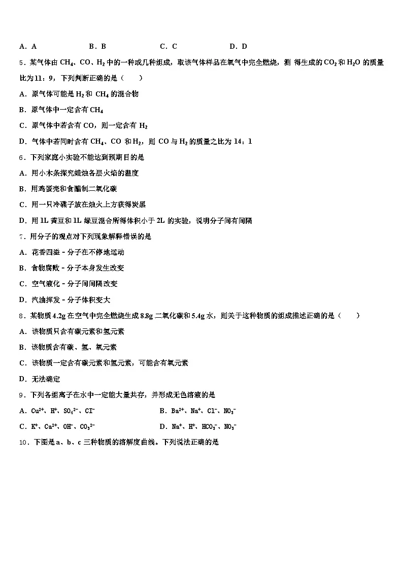 2026届吉林省四平市中考冲刺卷化学试题(含答案解析)第2页