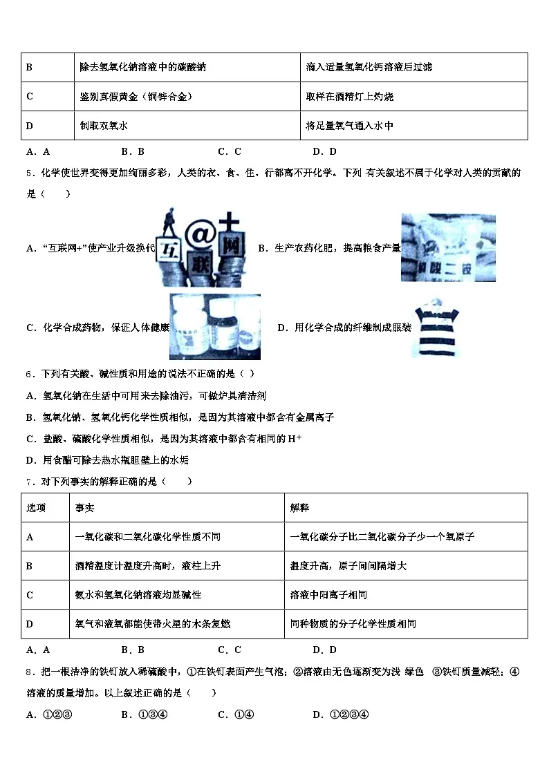 2025-2026学年山西省临汾市中考化学仿真试卷(含答案解析)第2页
