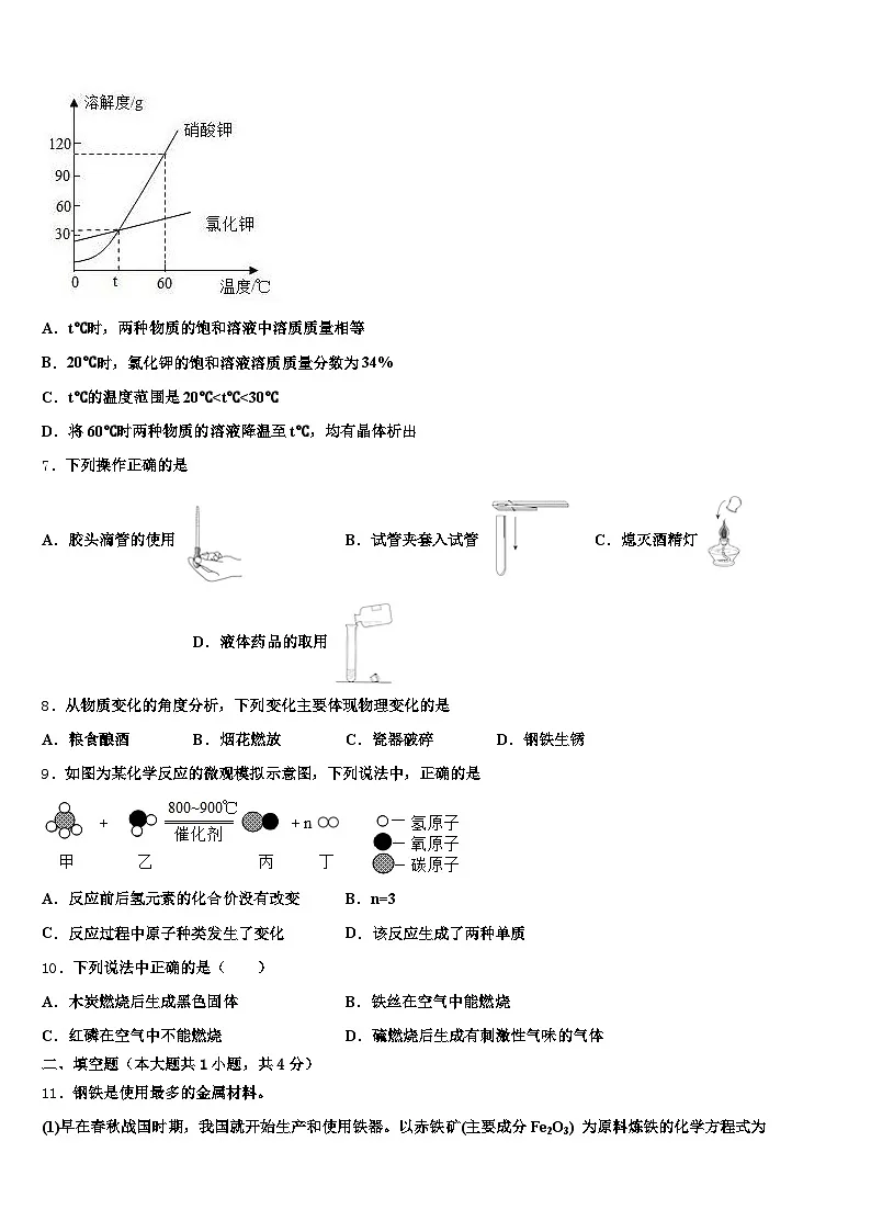 2026年四川省凉山彝族自治州中考三模化学试题(含答案解析)第2页