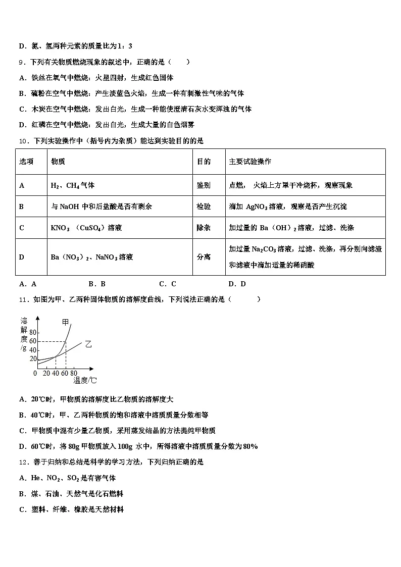 2026年三门峡市中考化学考试模拟冲刺卷(含答案解析)第3页