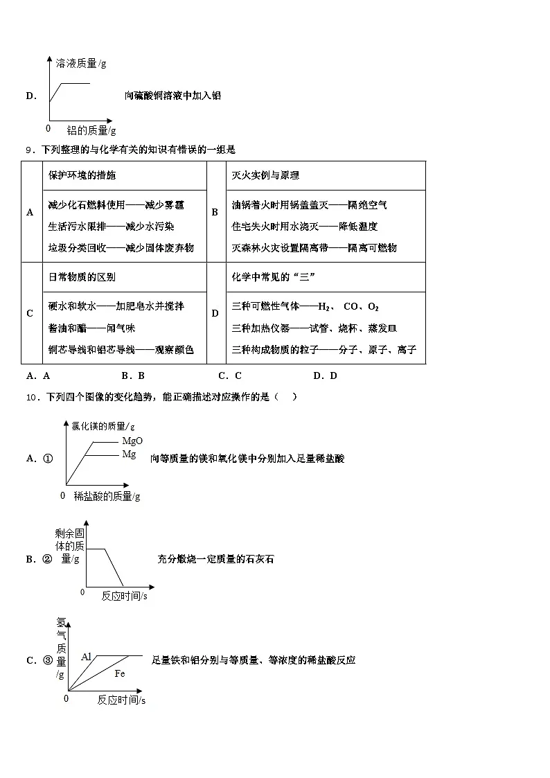 2026届四川省广元市中考化学全真模拟试卷(含答案解析)第3页