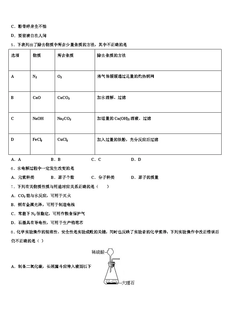 2026届昭通市中考化学模试卷(含答案解析)第2页