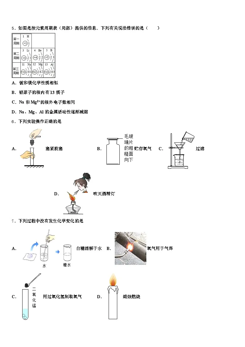 安徽省池州市2025-2026学年中考四模化学试题(含答案解析)第2页
