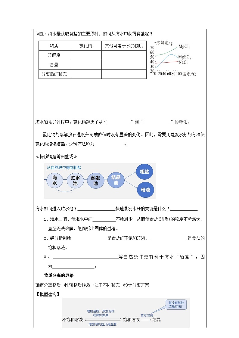 7.4 跨学科实践活动:海洋资源的综合利用与制盐-学习任务单—2025—2026学年九年级下册《化学》科学出版社第2页