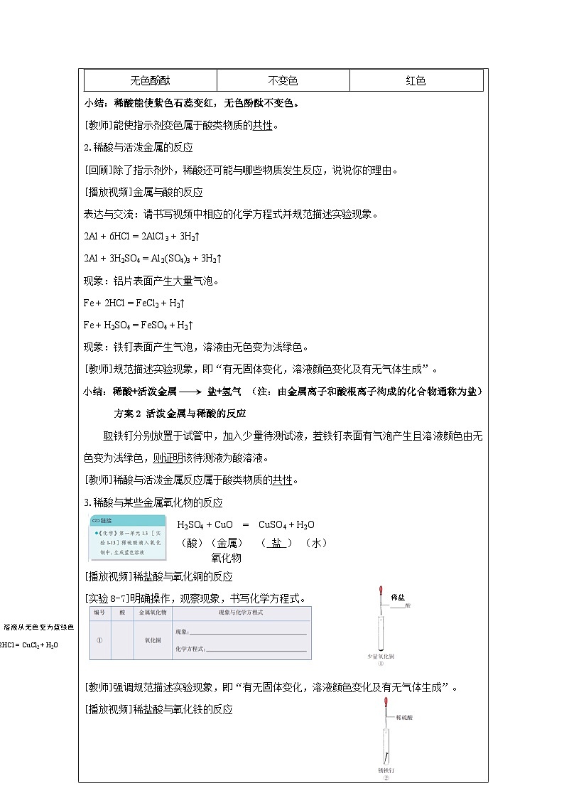 8.2 常见的酸和碱第二课时-教学设计—2025—2026学年九年级下册《化学》科粤版第2页