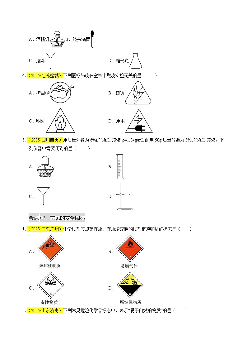 专题02 常见仪器及基本操作(全国通用)(原卷版)第2页